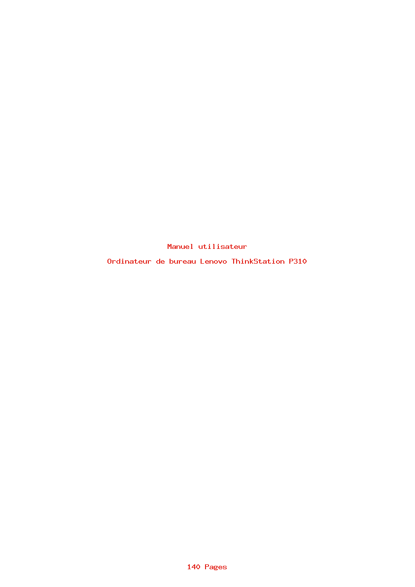 Page 1 de la notice Manuel utilisateur Lenovo ThinkStation P310