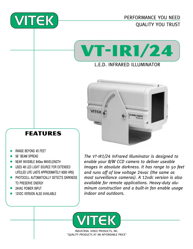 Page 1 de la notice Manuel utilisateur Vitek VT-IR1-12
