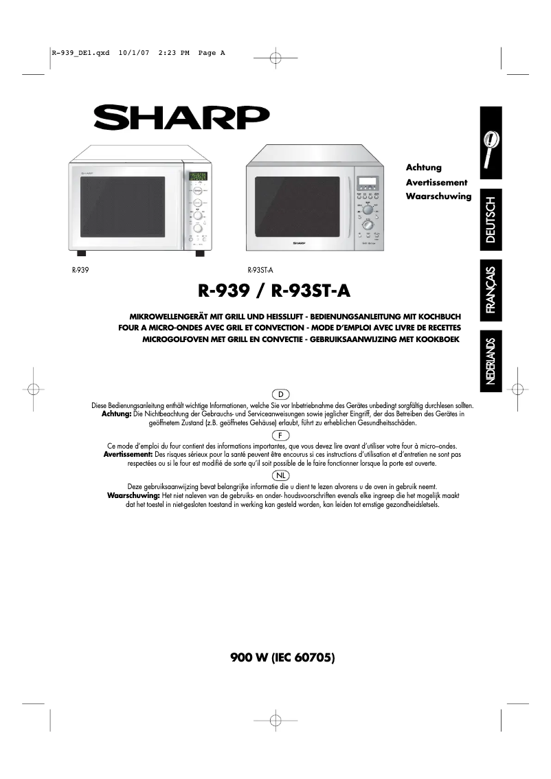 Página 1 del manual Manual de usuario Sharp R-939
