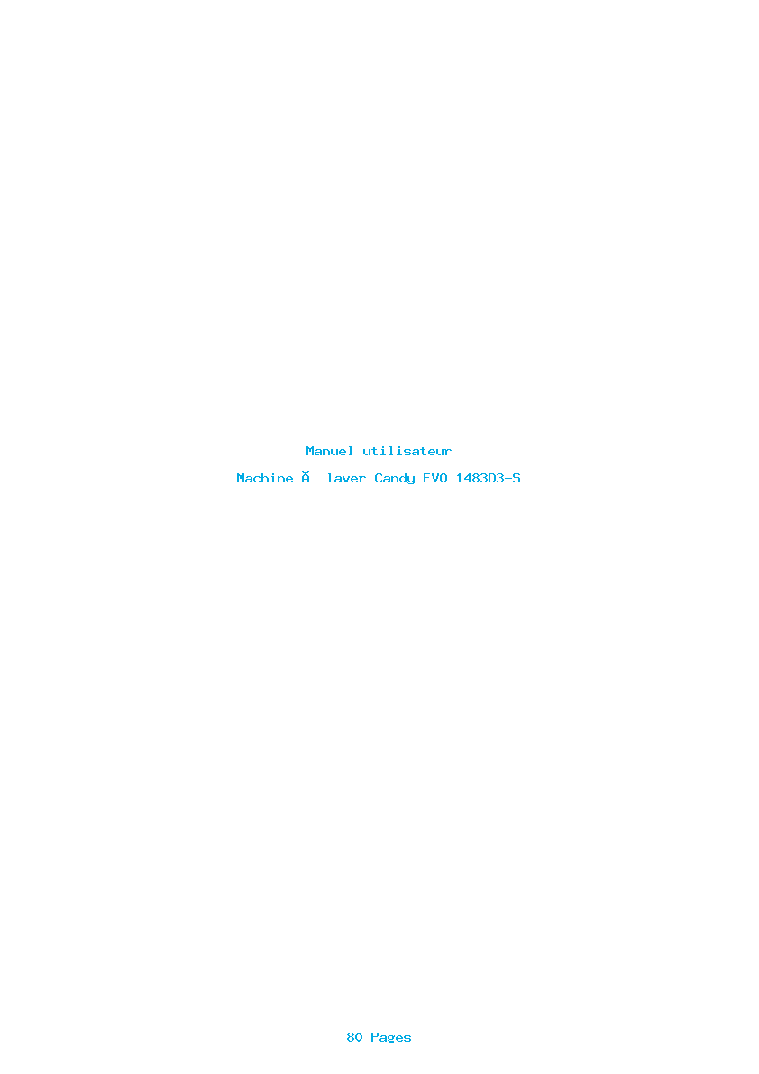 Page 1 de la notice Manuel utilisateur Candy EVO 1483D3-S