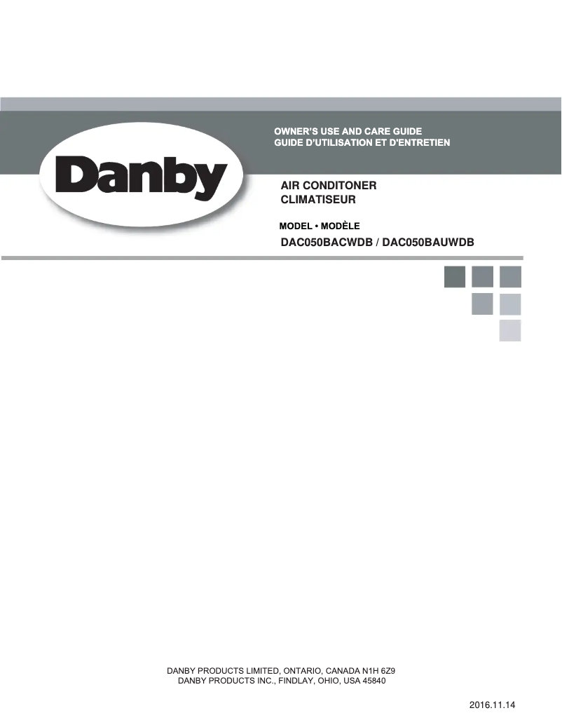 Page 1 de la notice Manuel utilisateur Danby DAC050BAUWDB