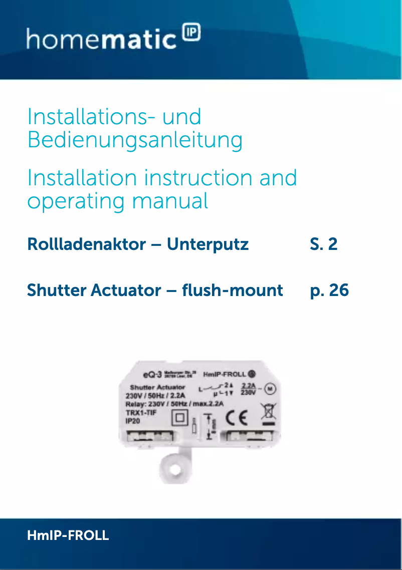 Página 1 del manual Manual de usuario eQ-3 eQ-3 AG HmIP-FROLL