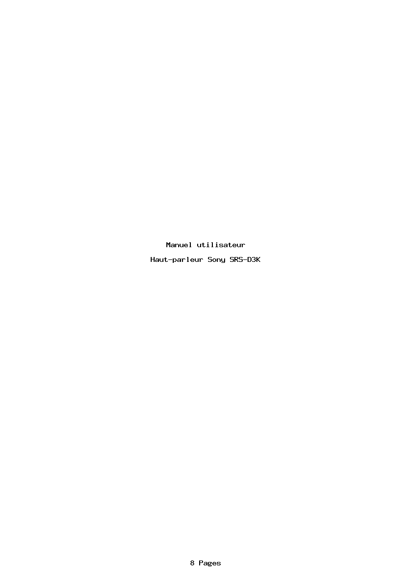 Page 1 de la notice Manuel utilisateur Sony SRS-D3K