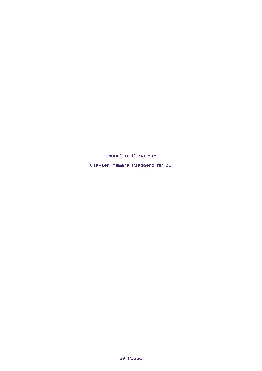 Page 1 de la notice Manuel utilisateur Yamaha Piaggero NP-32