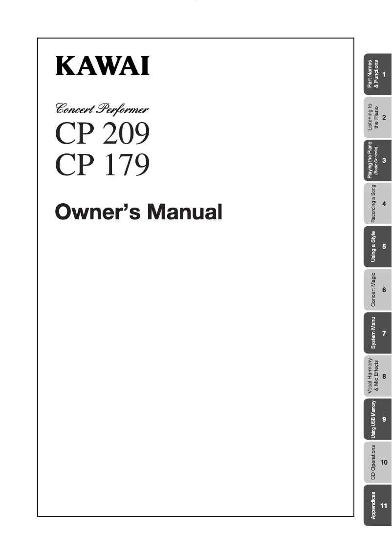 Página 1 del manual Manual de usuario Kawai Concert Performer CP209