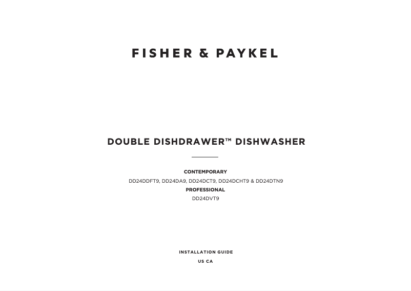 Page 1 de la notice Guide d'installation Fisher & Paykel DD24DT4NX9