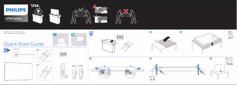 Page n°1 - Guide de démarrage rapide Philips 50PUS6754