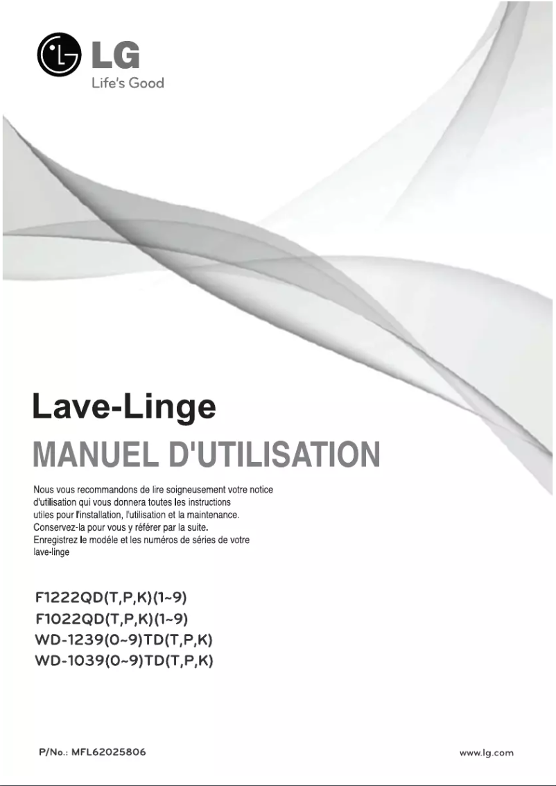 Page 1 de la notice Manuel utilisateur LG WD-12391TDK