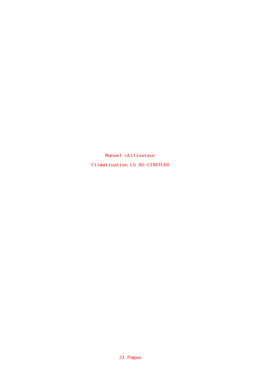 Page 1 de la notice Manuel utilisateur LG AS-C186TLB0