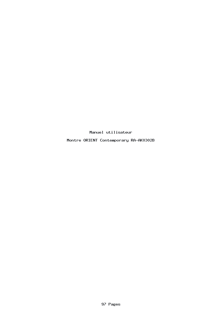 Page 1 de la notice Manuel utilisateur ORIENT Contemporary RA-AK0302B