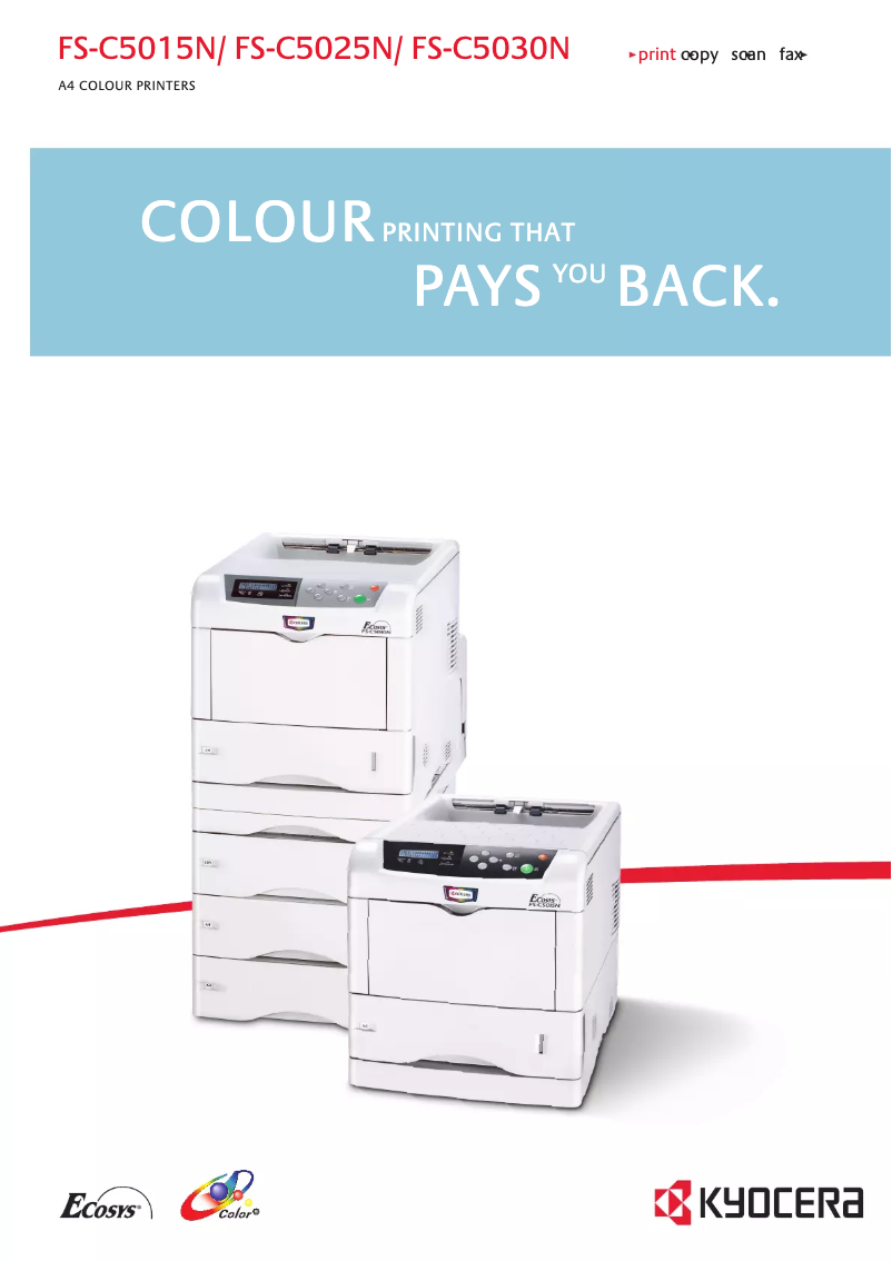 Page 1 de la notice Brochure Kyocera FS-C5015N