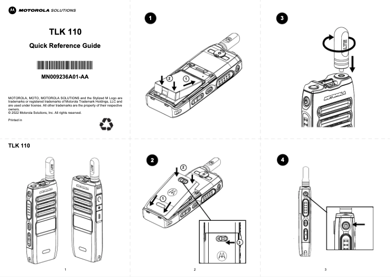 Page 1 de la notice Manuel utilisateur Motorola WAVE PTX TLK 110