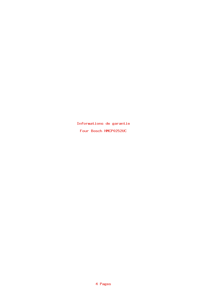 Page 1 de la notice Informations de garantie Bosch HMCP0252UC