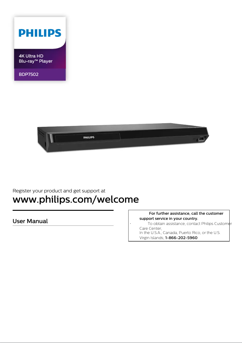 Page 1 of the manual User Manual Philips BDP7502
