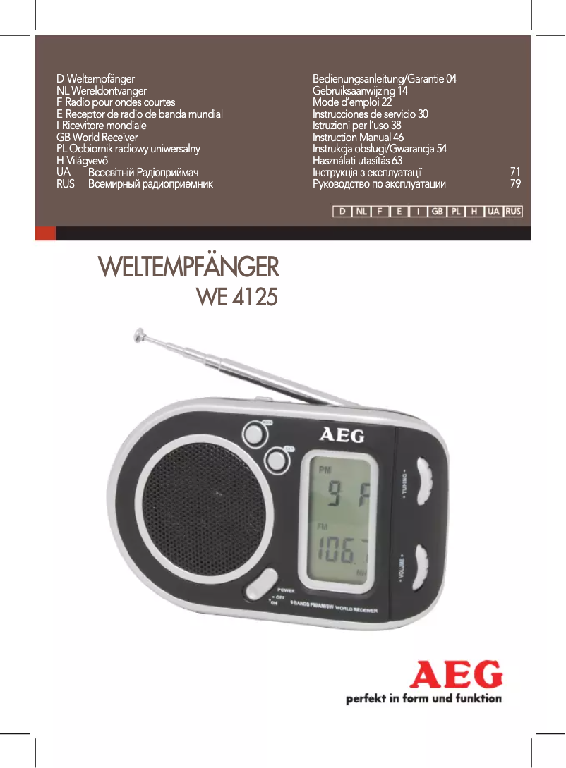 Page 1 de la notice Manuel utilisateur AEG WE 4125