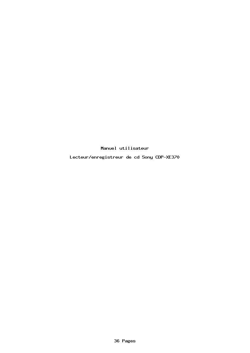 Page 1 de la notice Manuel utilisateur Sony CDP-XE370