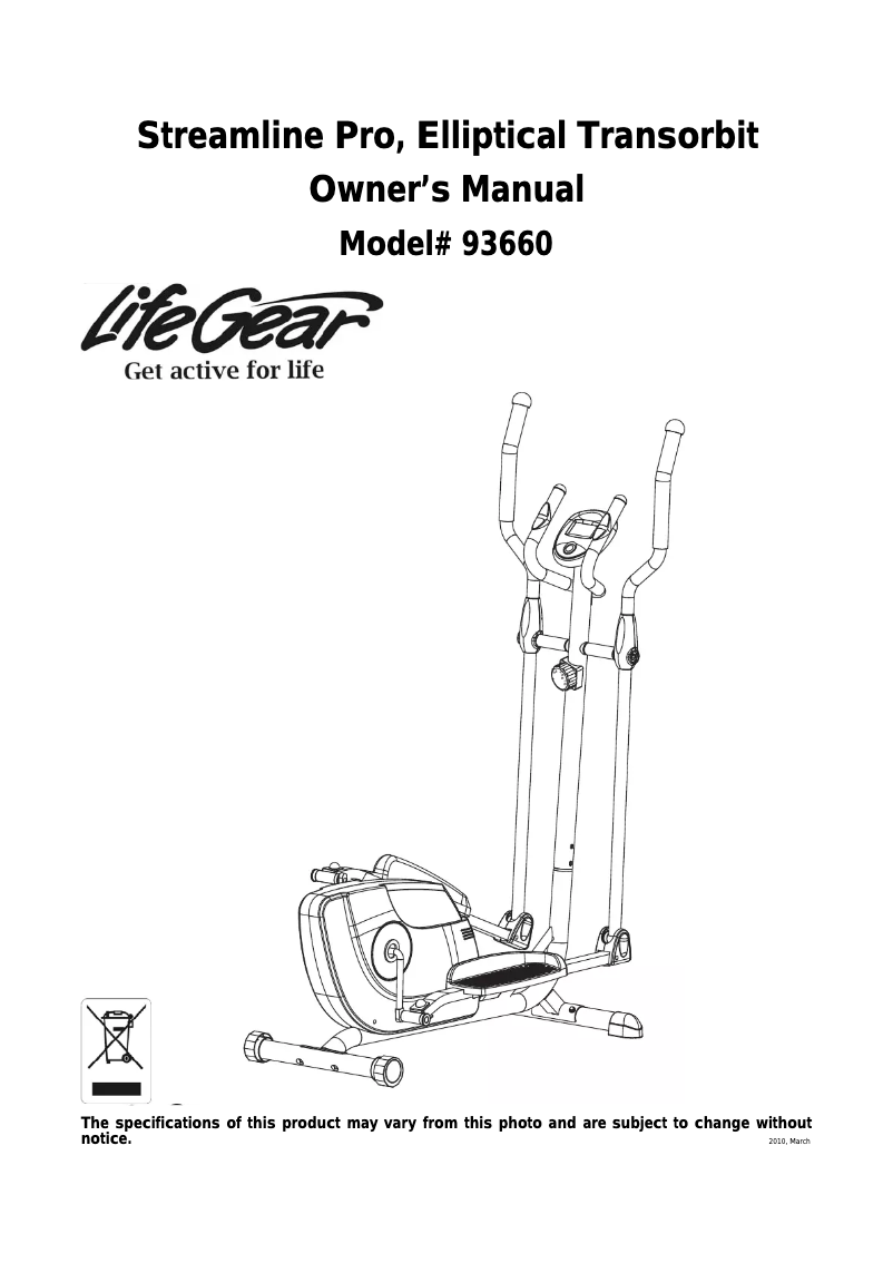 Página 1 del manual Manual de usuario Life Gear Streamline Pro 93660