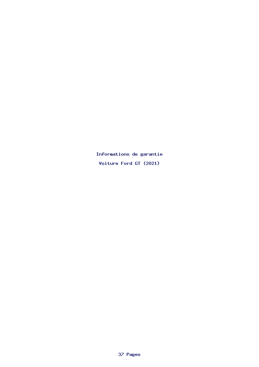 Page 1 de la notice Informations de garantie Ford GT (2021)
