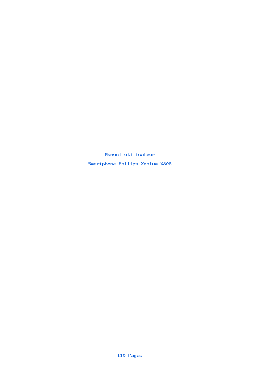 Page 1 de la notice Manuel utilisateur Philips Xenium X806