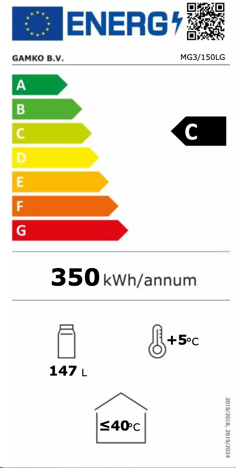 Page 1 de la notice Label énergétique Gamko Maxiglass MG3/150LG
