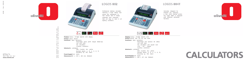 Page 1 de la notice Manuel utilisateur Olivetti Logos 802