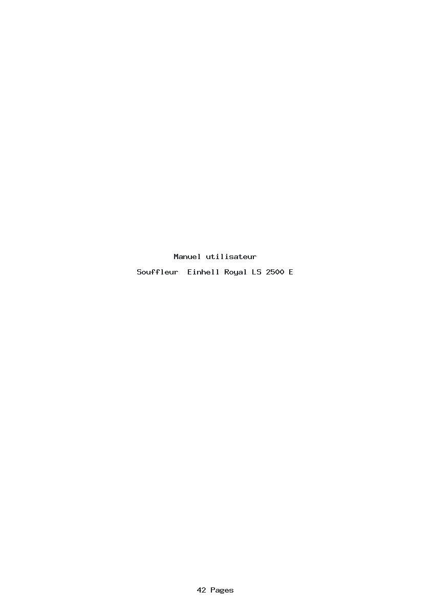 Page 1 de la notice Manuel utilisateur Einhell Royal LS 2500 E