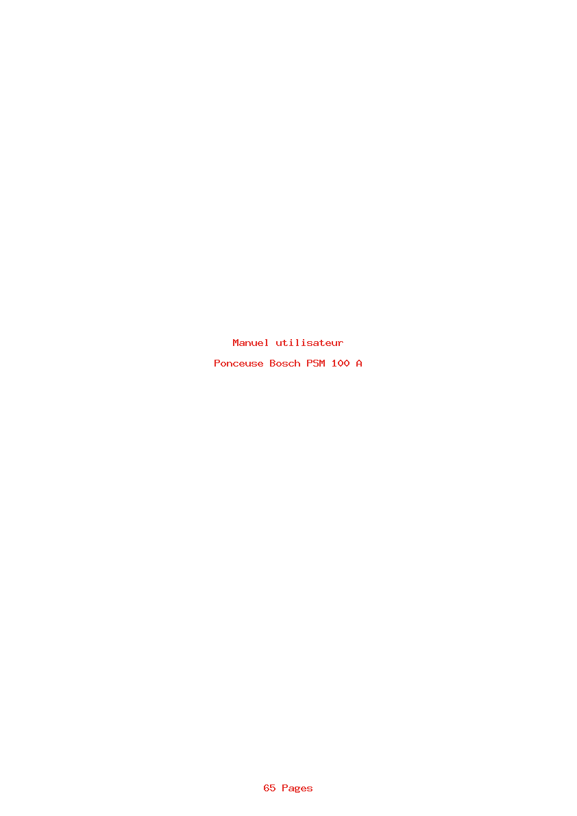 Page 1 de la notice Manuel utilisateur Bosch PSM 100 A