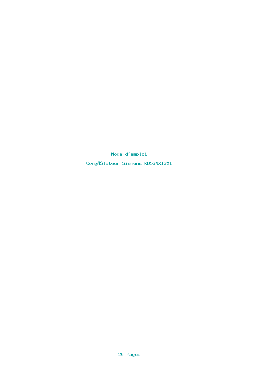 Page 1 de la notice Mode d'emploi Siemens KD53NXI30I