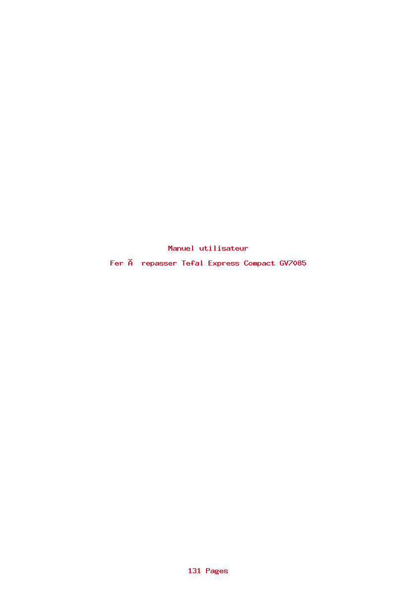 Page 1 de la notice Manuel utilisateur Tefal Express Compact GV7085