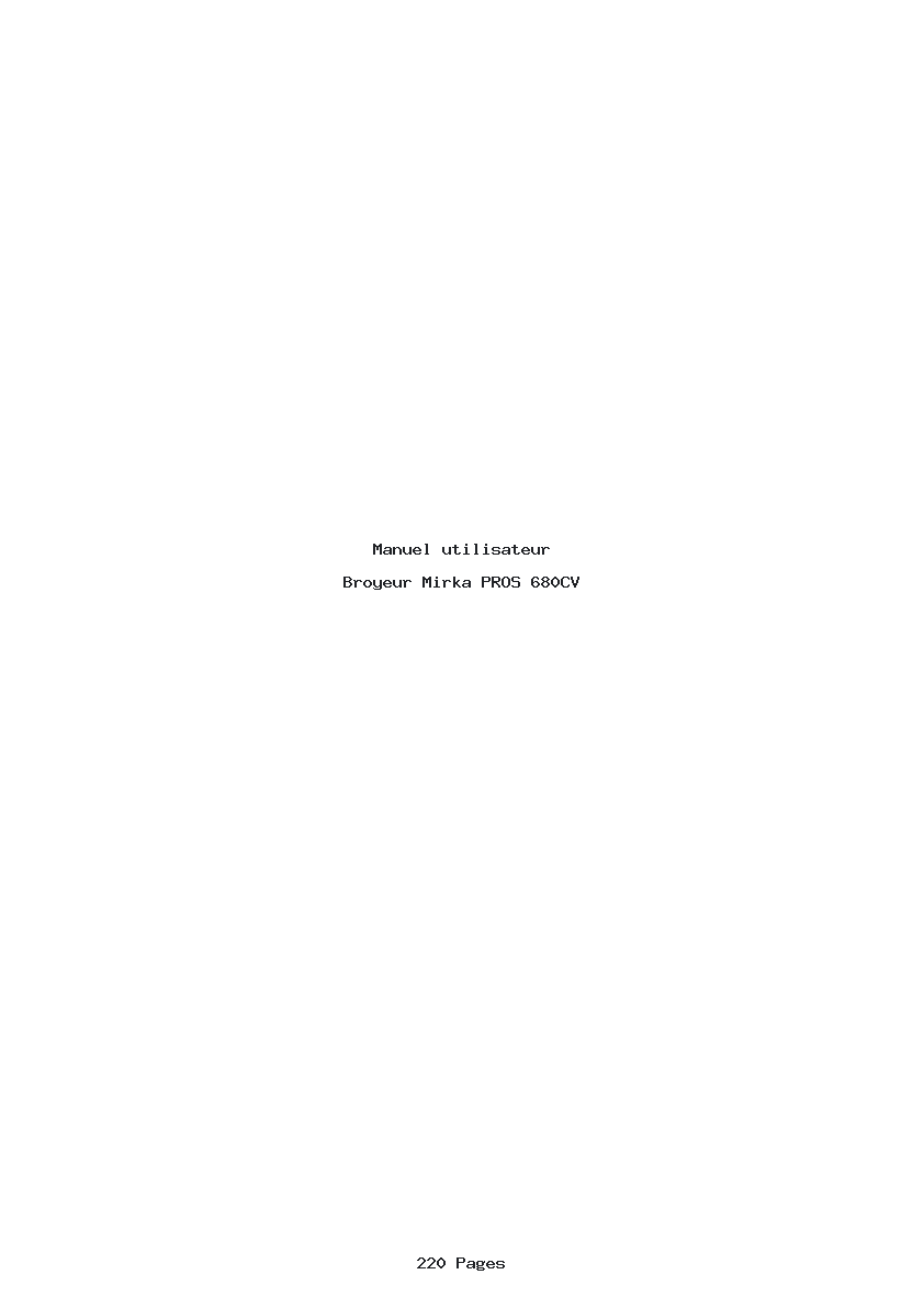 Page 1 de la notice Manuel utilisateur Mirka PROS 680CV
