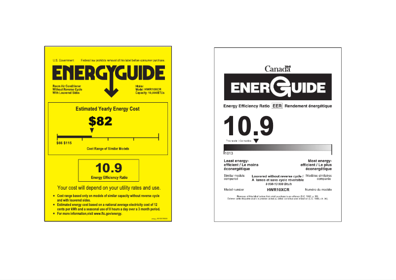 Página 1 del manual Etiqueta energética Haier HWR10XCR