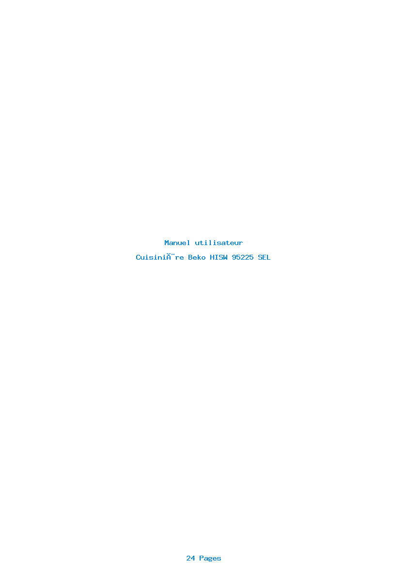 Page 1 de la notice Manuel utilisateur Beko HISW 95225 SEL