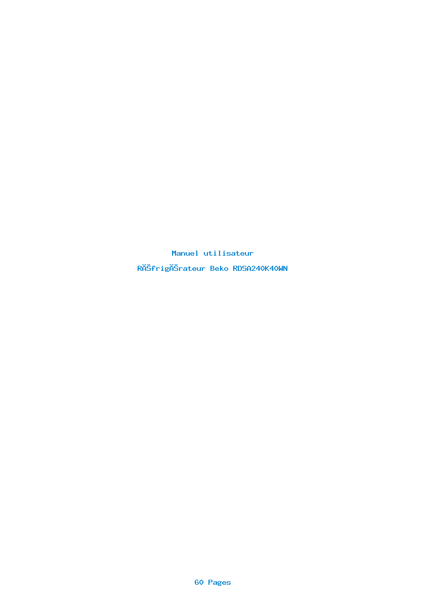 Page 1 de la notice Manuel utilisateur Beko RDSA240K40WN