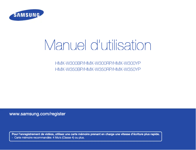 Page 1 de la notice Manuel utilisateur Samsung HMX-W300RP