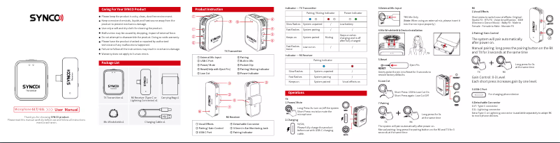 Page 1 de la notice Manuel utilisateur Synco WAir-G1T