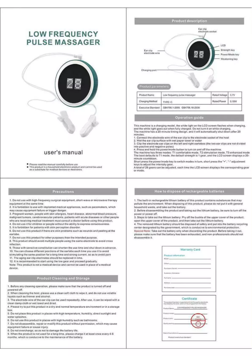 Page 1 de la notice Manuel utilisateur Heirt Low frequency Pulse Massager
