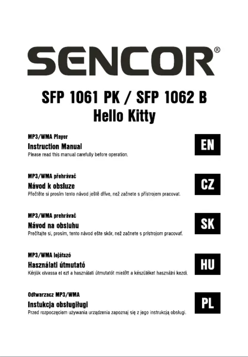 Page 1 de la notice Manuel utilisateur Sencor SFP 1061 Hello Kitty
