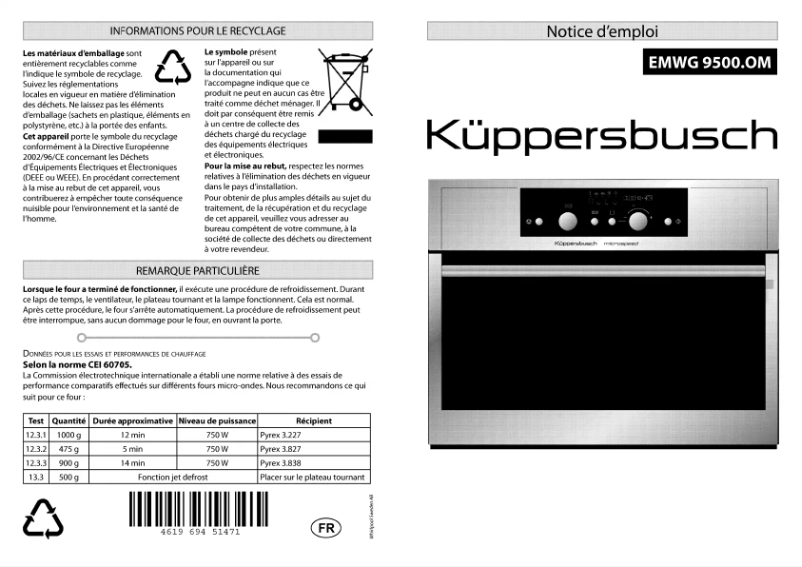 Página 1 del manual Manual de usuario Küppersbusch EMWG 9500.0 M
