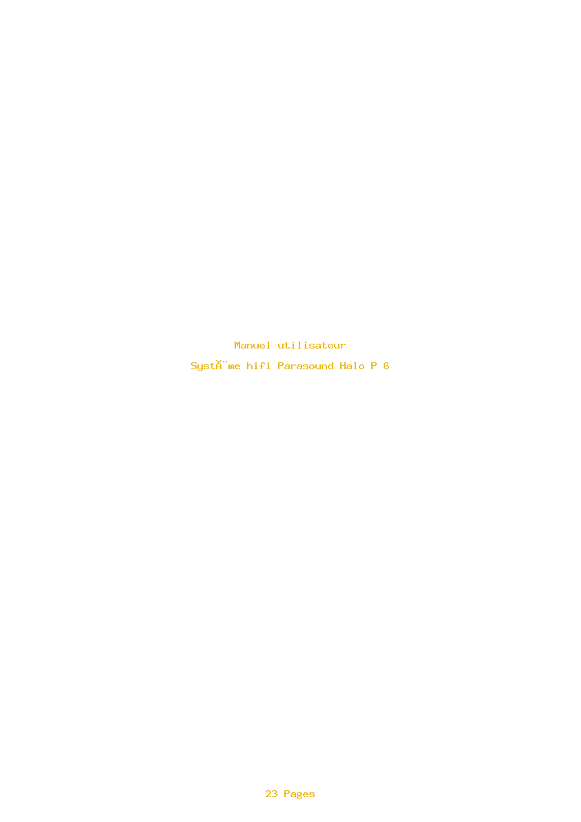 Page 1 de la notice Manuel utilisateur Parasound Halo P 6