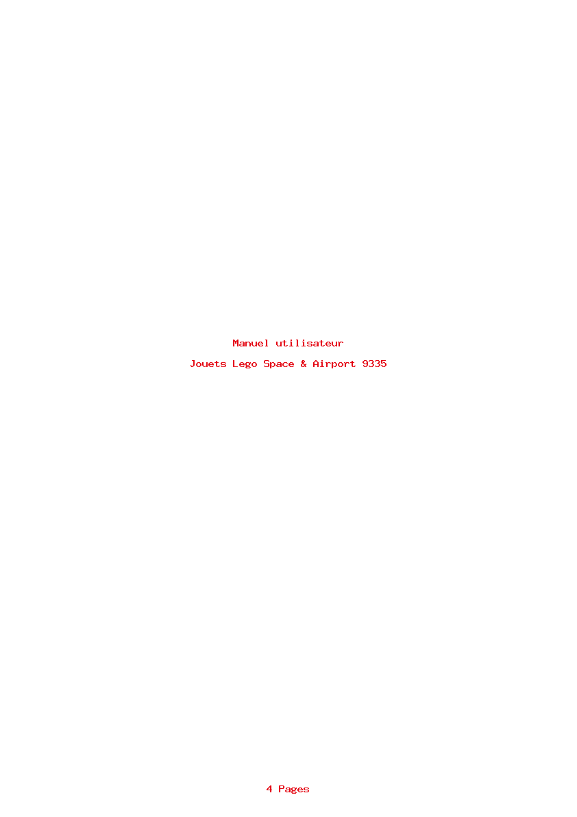 Page 1 de la notice Manuel utilisateur Lego Space & Airport 9335