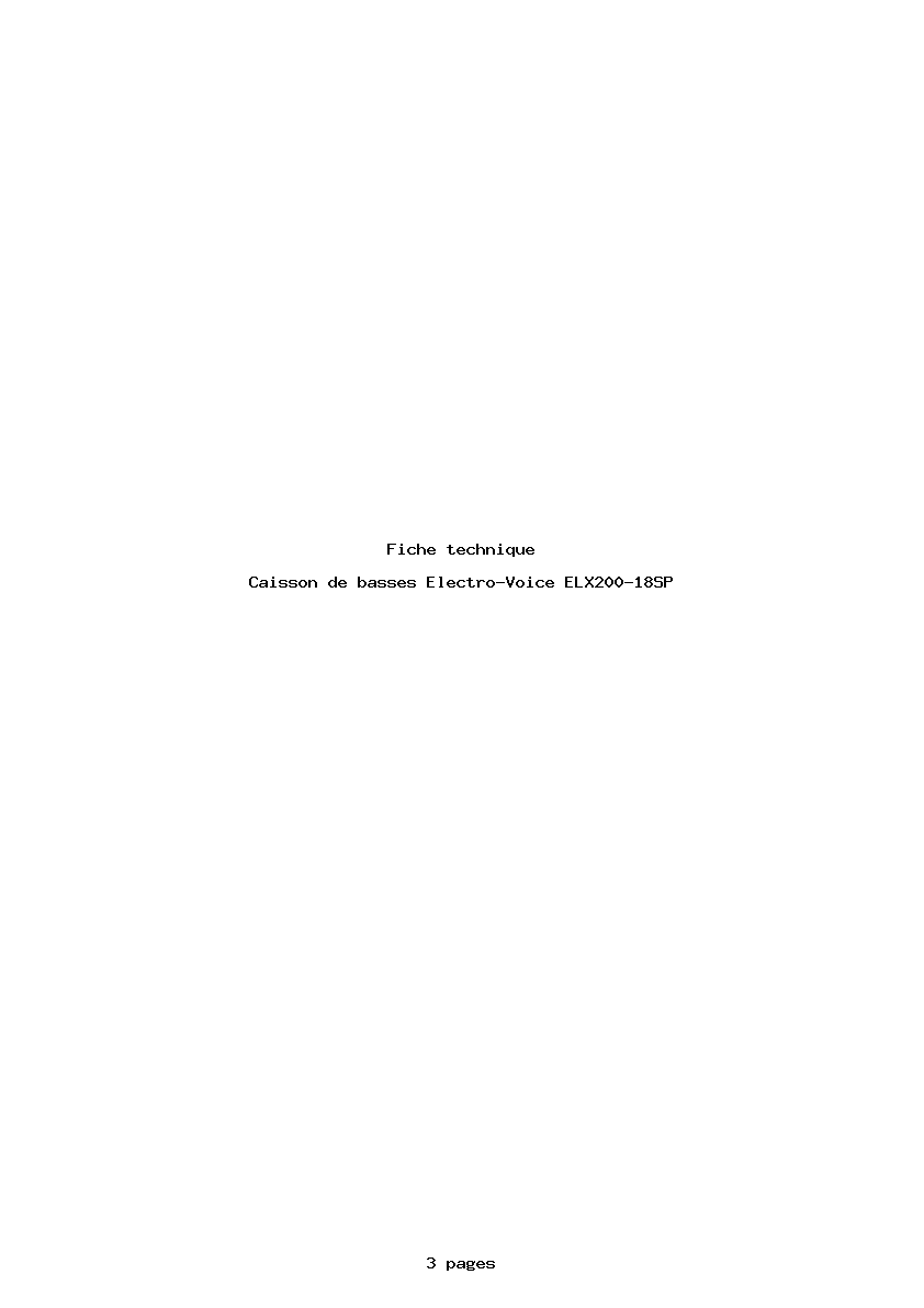 Page 1 de la notice Fiche technique Electro-Voice ELX200-18SP