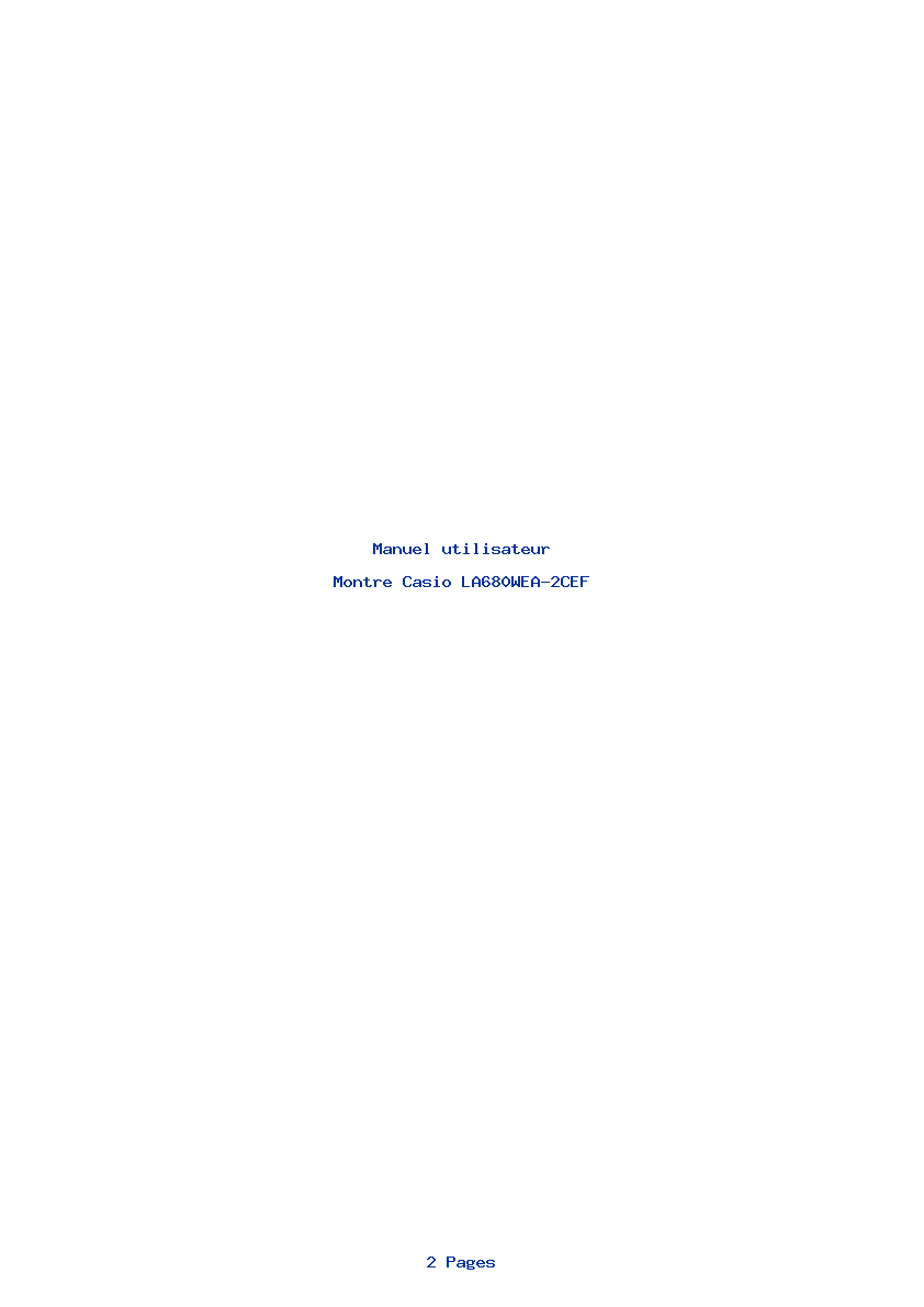 Page 1 de la notice Manuel utilisateur Casio LA680WEA-2CEF
