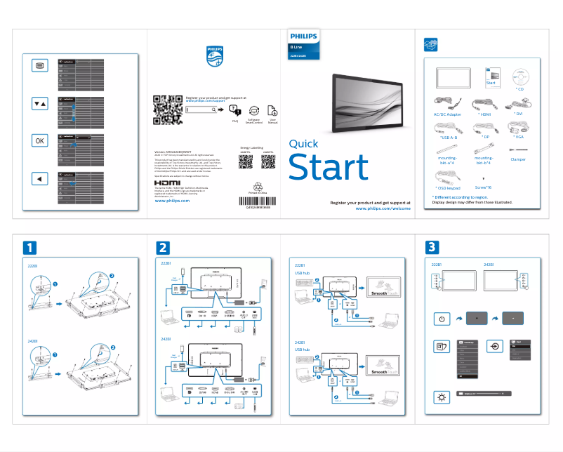 Page n°1 - Guide de démarrage rapide Philips B Line 222B1TFL