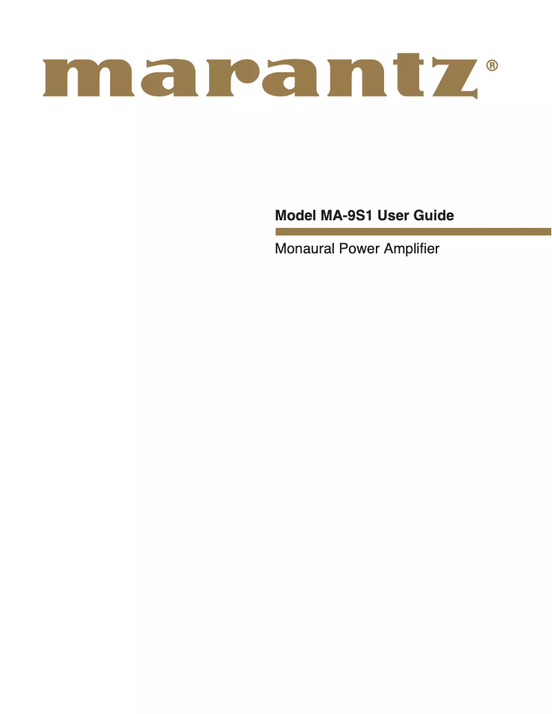 Page 1 de la notice Manuel utilisateur Marantz MA-9S1