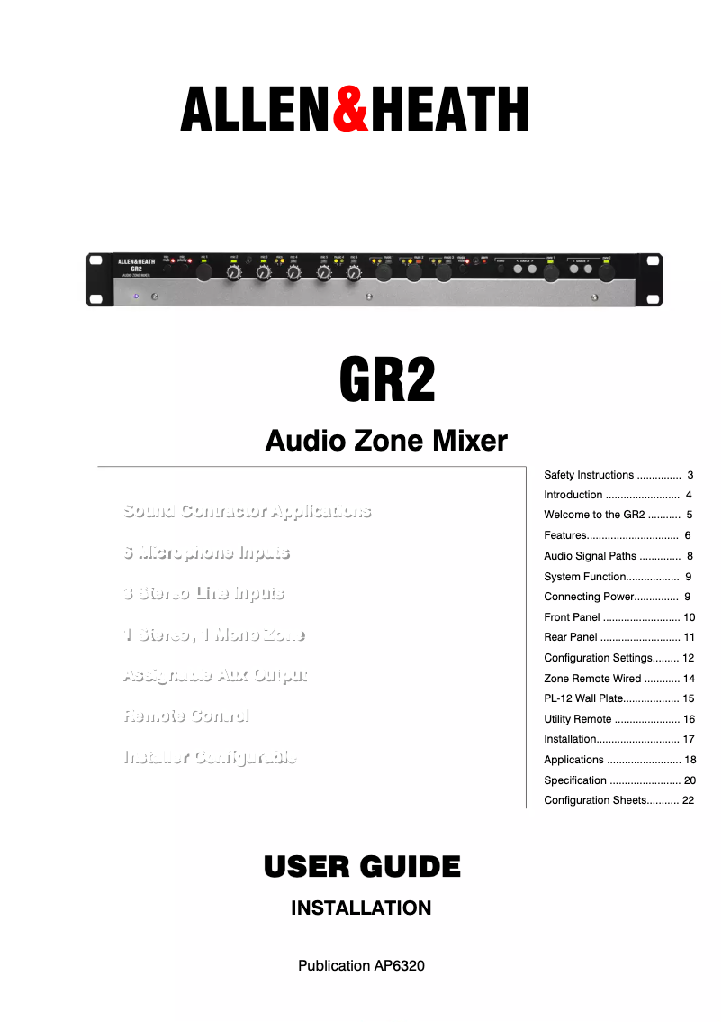 Page 1 de la notice Manuel utilisateur Allen & Heath GR2