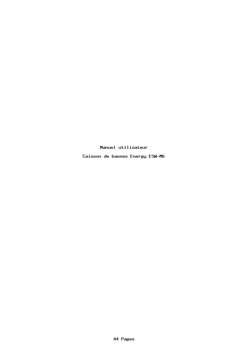 Page 1 de la notice Manuel utilisateur Energy ESW-M6
