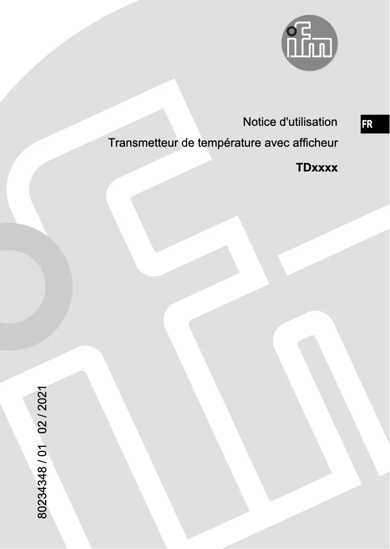 Page 1 de la notice Manuel utilisateur IFM TD2841