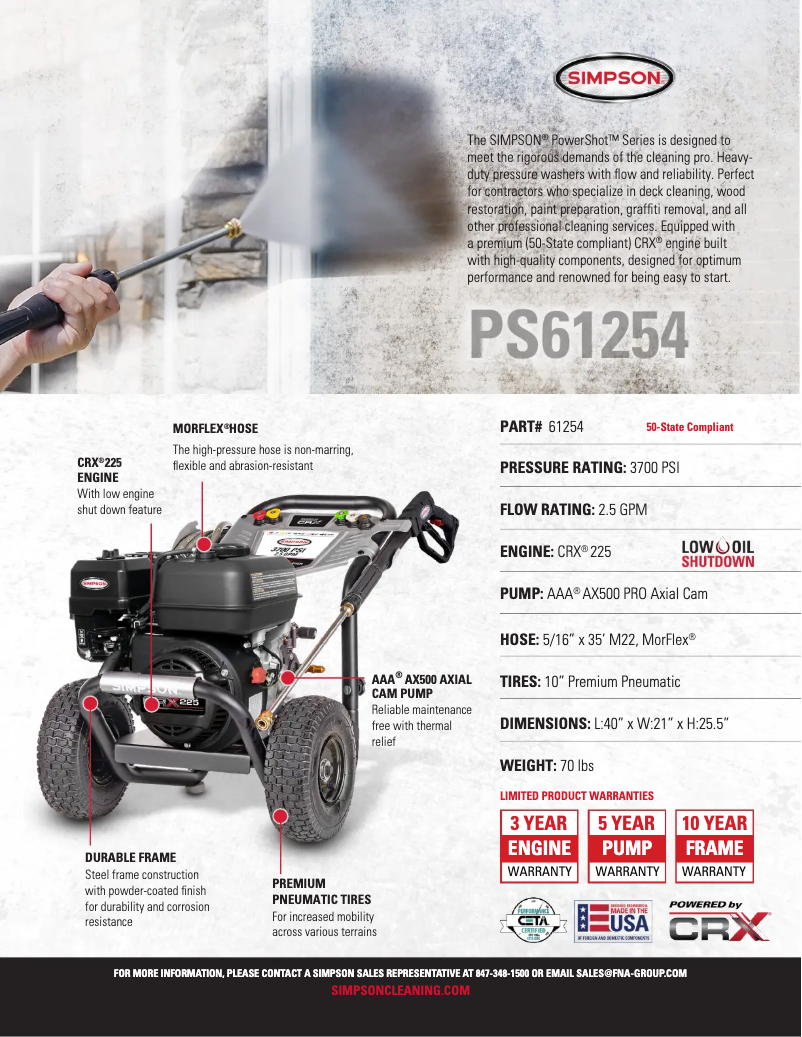 Page 1 de la notice Fiche technique Simpson PowerShot PS-61254