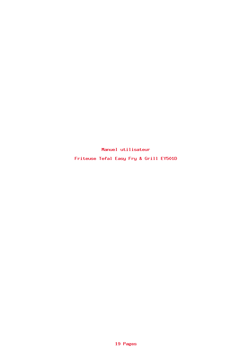 Page 1 de la notice Manuel utilisateur Tefal Easy Fry & Grill EY501D