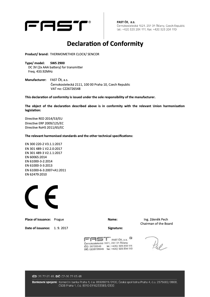 Page 1 de la notice Manuel utilisateur Sencor SWS 2900
